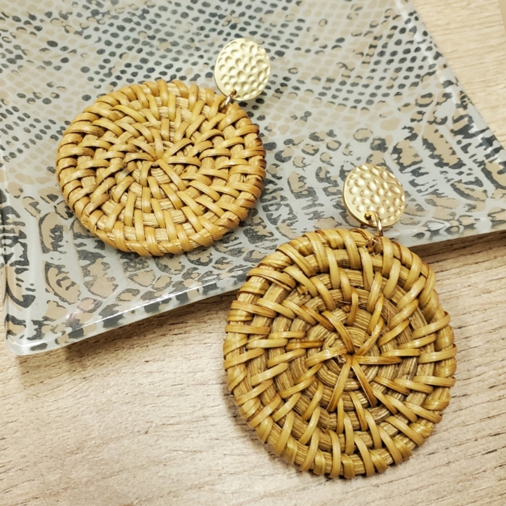 🌵 Woven Ratten Earrings